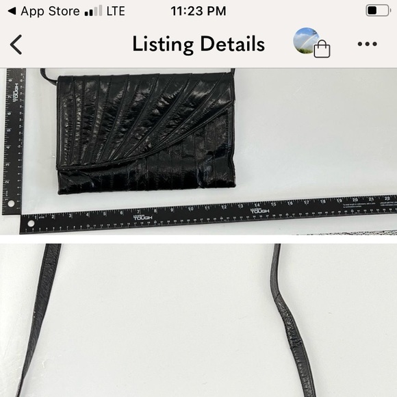 Eel skin bag, rich brown with brown suede interior. Excellent condition! - Picture 7 of 7